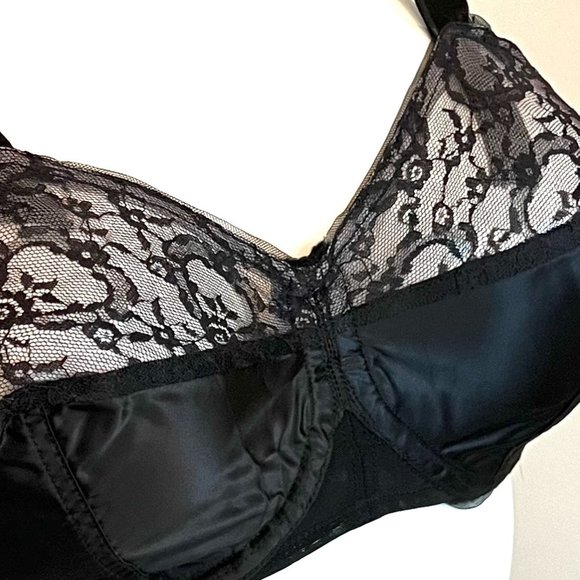 Vintage 70's-80's Edith Lances Minimizing Hand Sewn Bra Style 453 Black - Picture 10 of 16